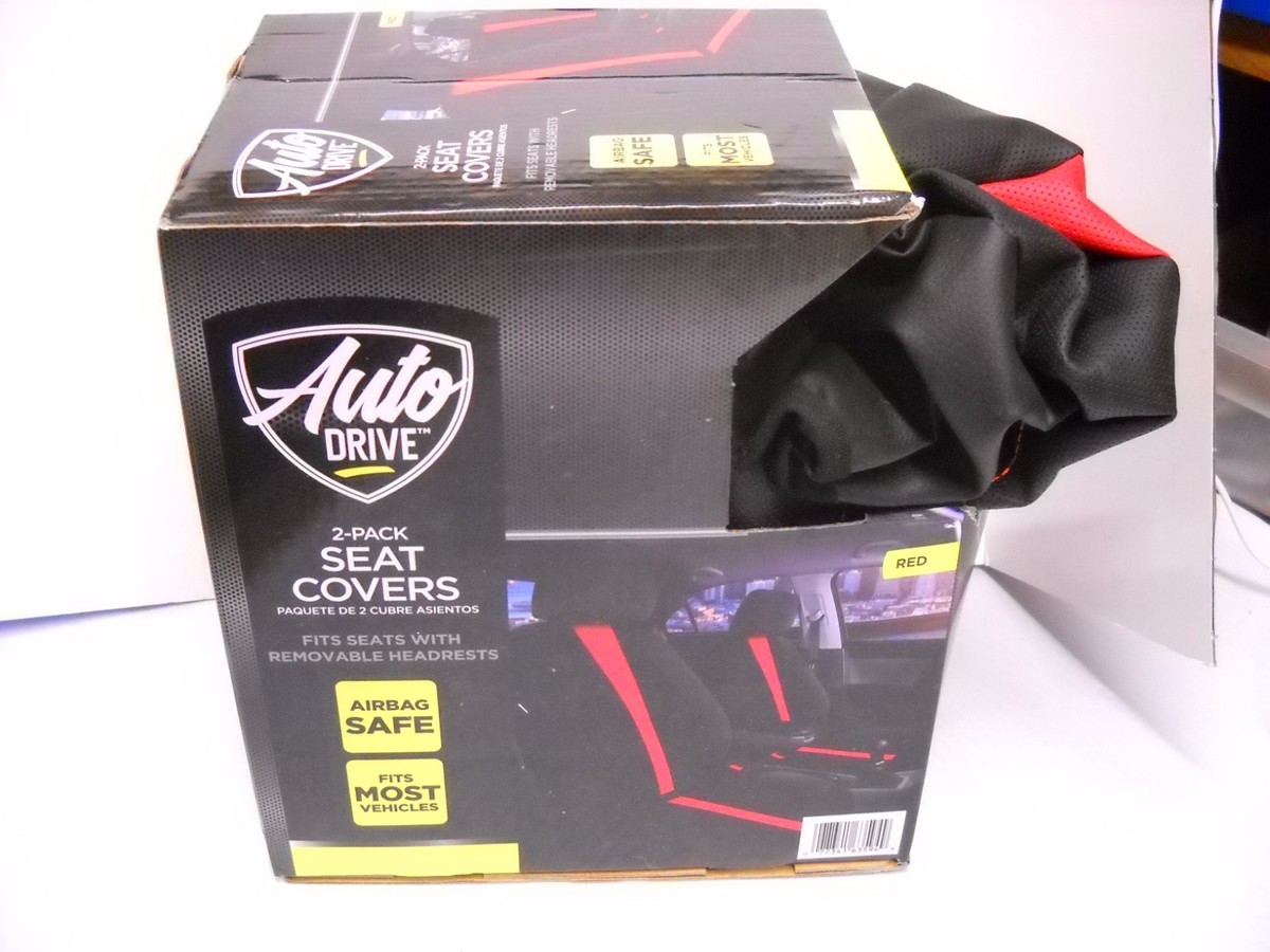 Auto Drive 2-Piece Black-Red Marlo Seat Covers Vegan Leather | eBay Auto Drive 2-Piece Black-Red Marlo Seat Covers Vegan Leather | eBay