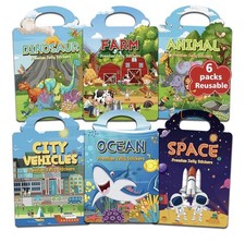 6 Pack Jelly Reusable Sticker Books Portable Travel Activity