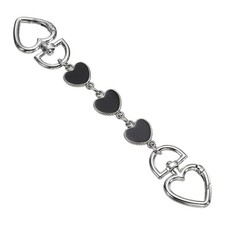 6.3" Purse Extender Chain Metal Black Heart Decorative Chain Silver