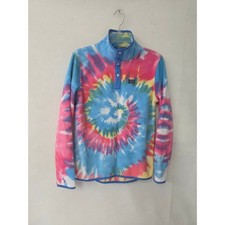 Simply Southern Fleece Pullover Womens Small Multicolor Tie Dye Quarter Snap