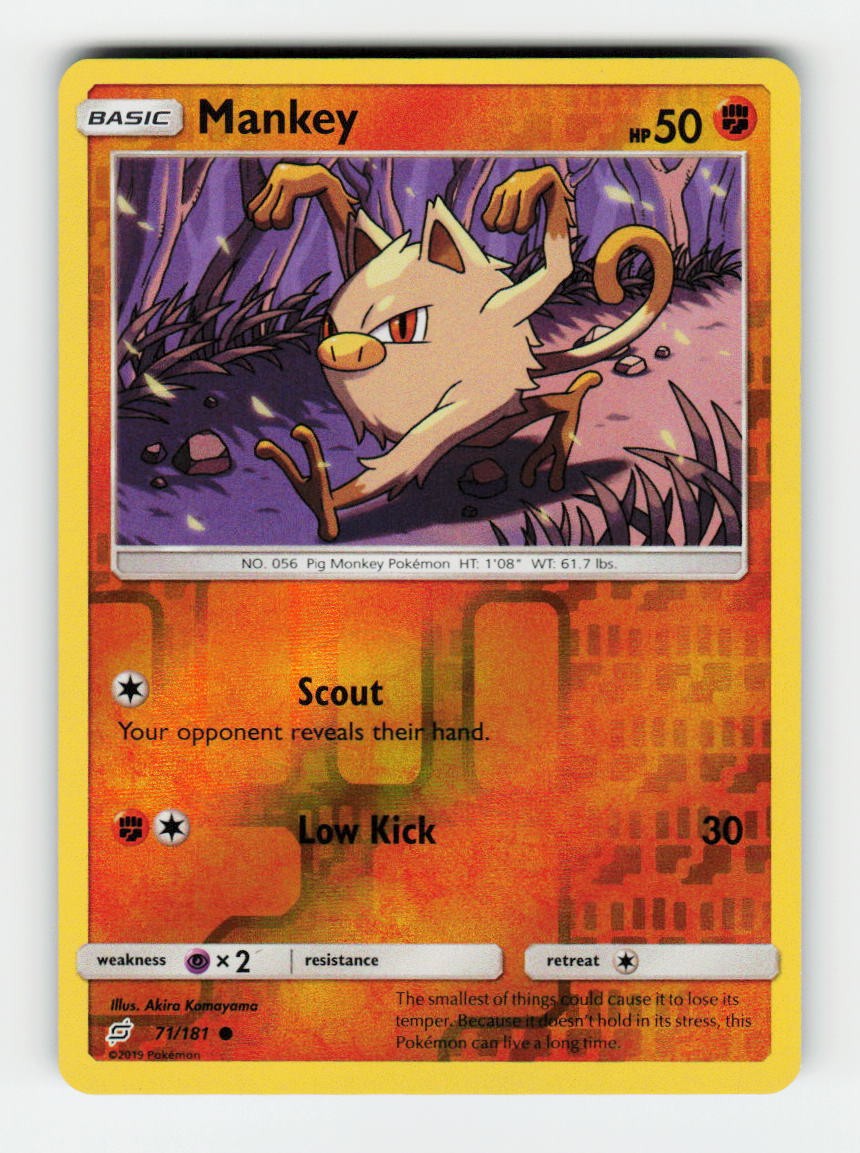 Mankey SM - Team Up 71/181 Pokemon Common Reverse Holofoil LP