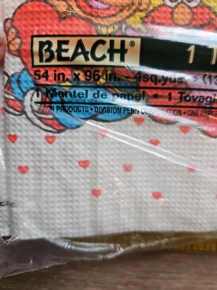 复古海滩芝麻街情人节纸桌布 54 英寸 x 96 英寸  — 第 4/4 张图片