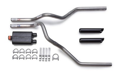 Flowmaster Super 44 Mandrel-Bent Aluminized Dual Truck Exhaust Kit Chrome Tips