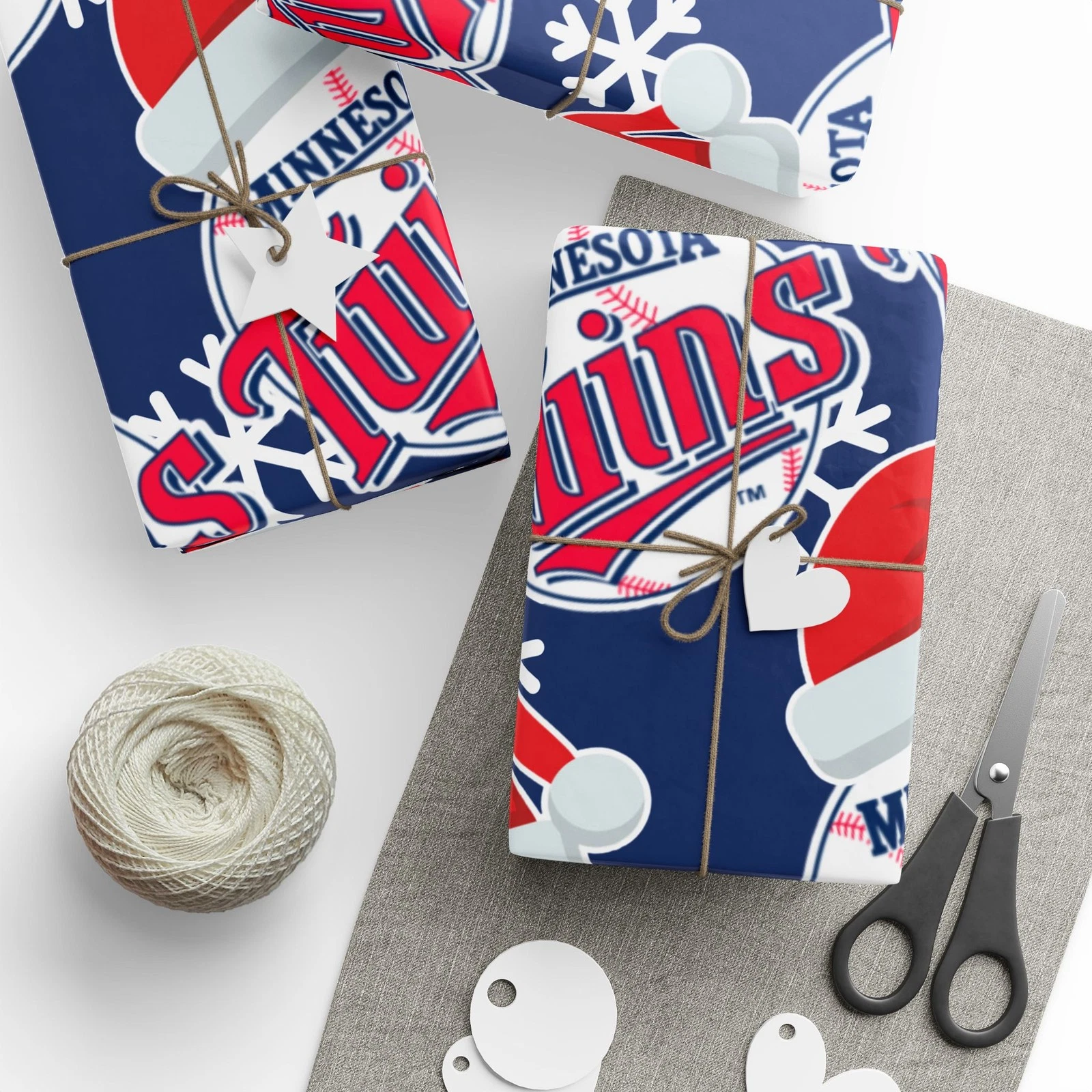 Minnesota Twins Wrapping Papers, Christmas Gift Wrap, Baseball Team Holiday