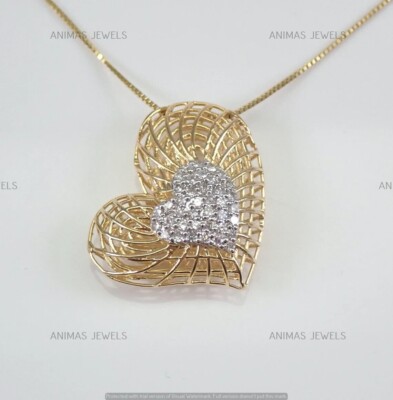 1.30Ct Lab-Create Diamond Heart Pendant Necklace 18''Chain 14K Yellow Gold Plated
