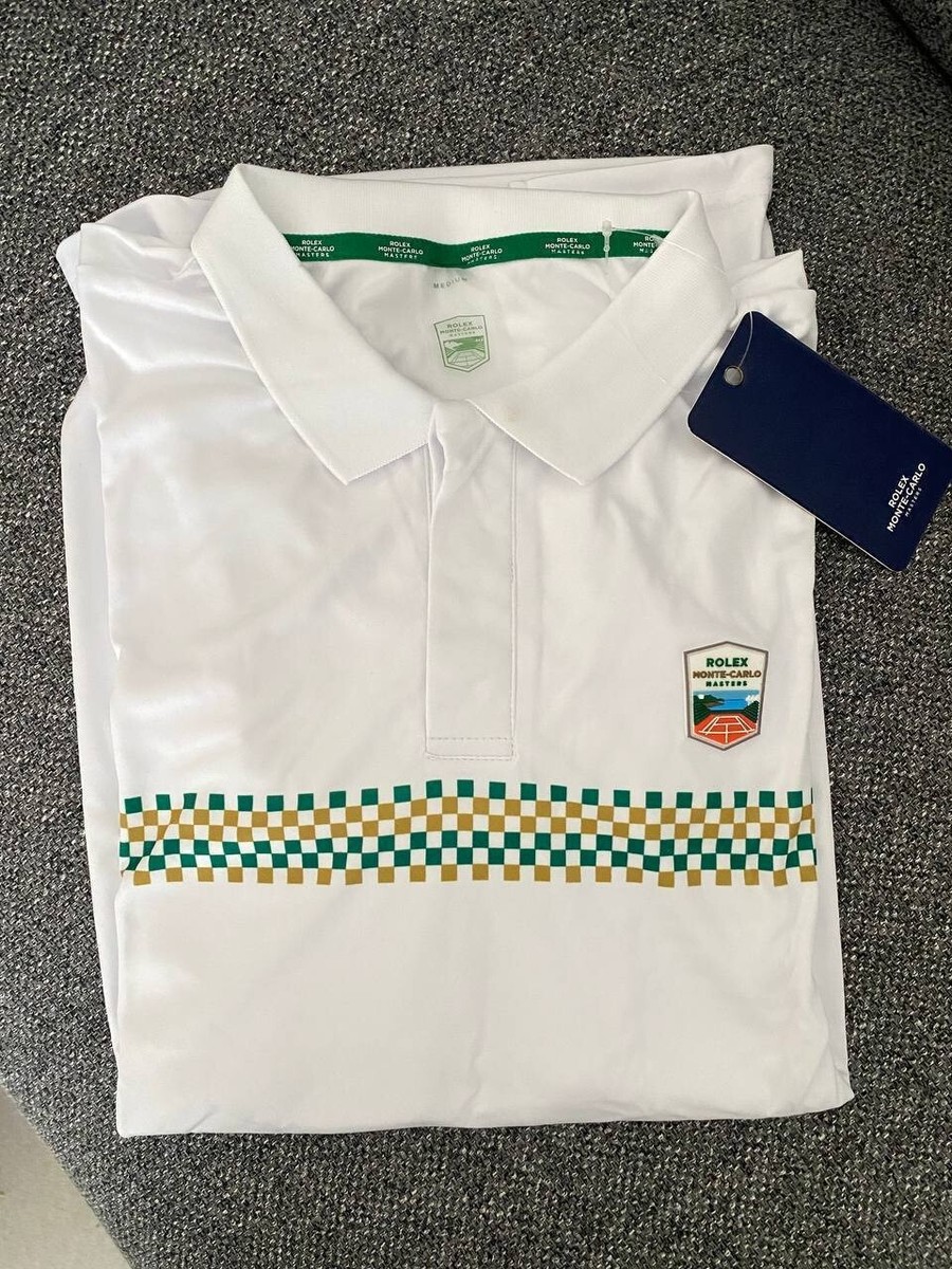 ROLEX MASTERS MONTE CARLO FRONT PRINT POLO MEN WHITE DRYFIT TENNIS