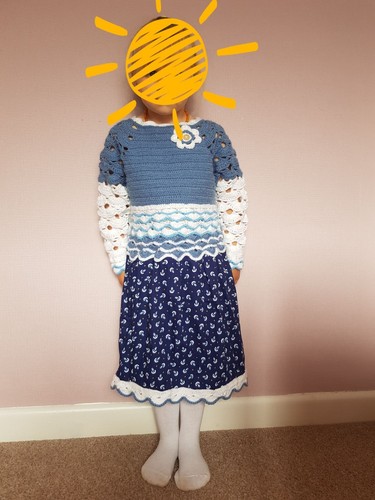 NEW GIRLS HANDMADE CROCHET KNITTED DRESS KIDS 5-6 YEARS GIFT CHRISTMAS - Picture 8 of 8