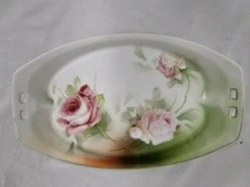 R S Prussia  Rose Pattern  Serving Tray  -  Green Overall
