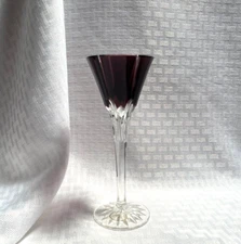 AJKA CASTILLE CORDIAL AMETHYST PURPLE CUT TO CLEAR CRYSTAL HUNGARY BOHEMIAN TAG