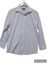 Sz 15.5 32/33 CHAPS Purple/Blue Check White Wrinkle Free Long Sleeve Shirt