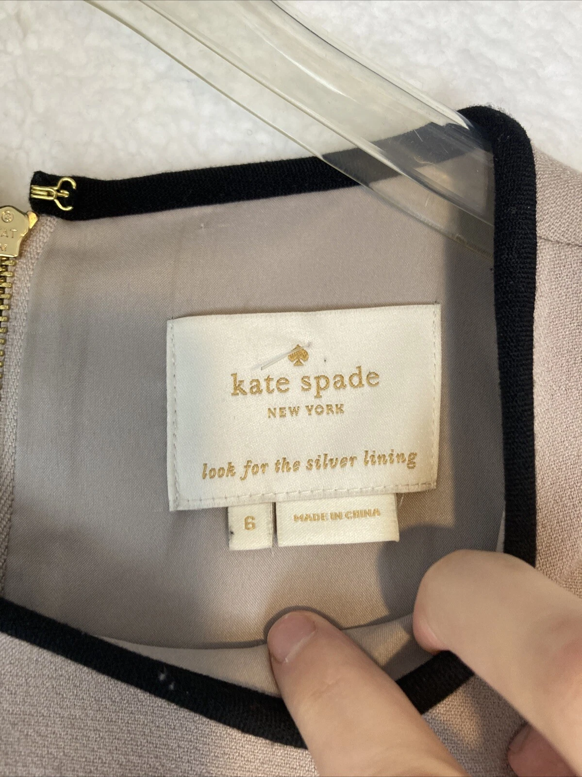 Abito midi donna Kate Spade taglia 6 spugna crepe smerlato marrone nero gonna orlo