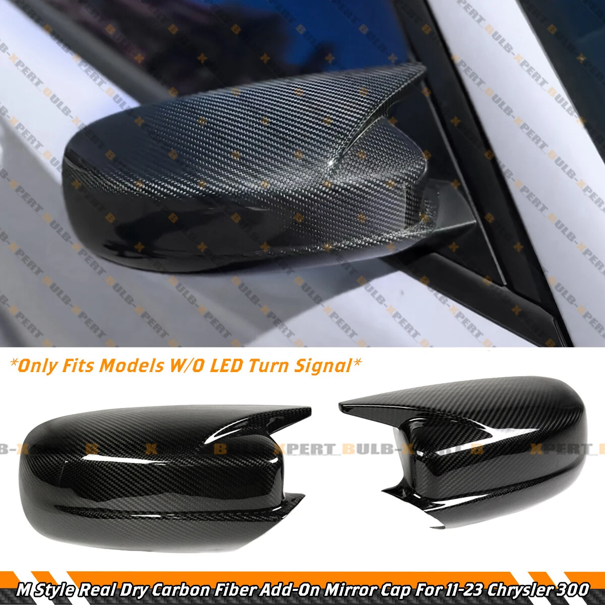 FOR 2011-23 CHRYSLER 300 M STYLE REAL CARBON FIBER SIDE MIRROR COVER CAP OVERLAY