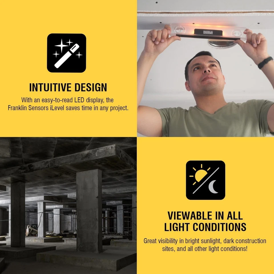 Franklin Sensors Light Level/Digital, Electronic, 12-inch Magnetic Torpedo Level - Image 3 of 4