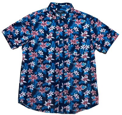 Forever 21 Men Button Up Flower Pattern Shirt Short Sleeve Size M