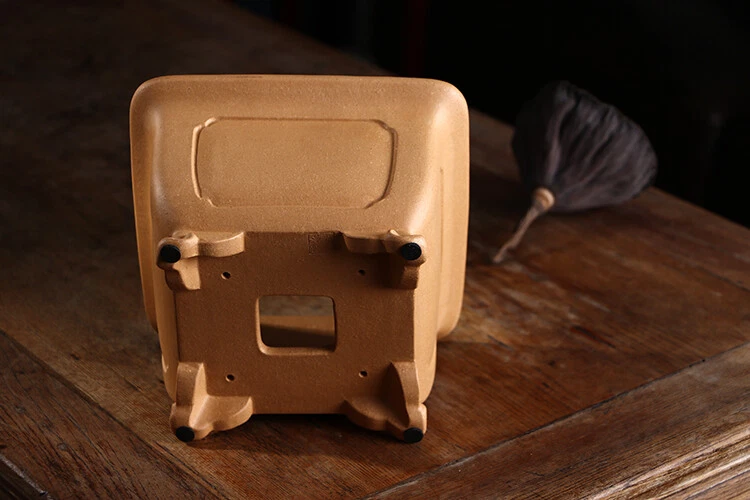 Maceta Bonsai en Maceta Cuadrada Hecha a Mano Colección China Refinar Zisha de 10,63 pulgadas Foto 3 de 4