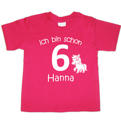 Geburtstag T Shirt  ich bin schon 6 mit Wunschnamen  WAHL Motiv Farbe  Neu