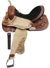 14" 15" 16" Double T Barrel Style Saddle with Copper Colored Startburst Conchos
