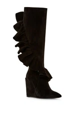 J.W.Anderson Ruffle Wedge Tall Suede Boot, Pointed toe, Size 37(7 US) $1,295 NWB