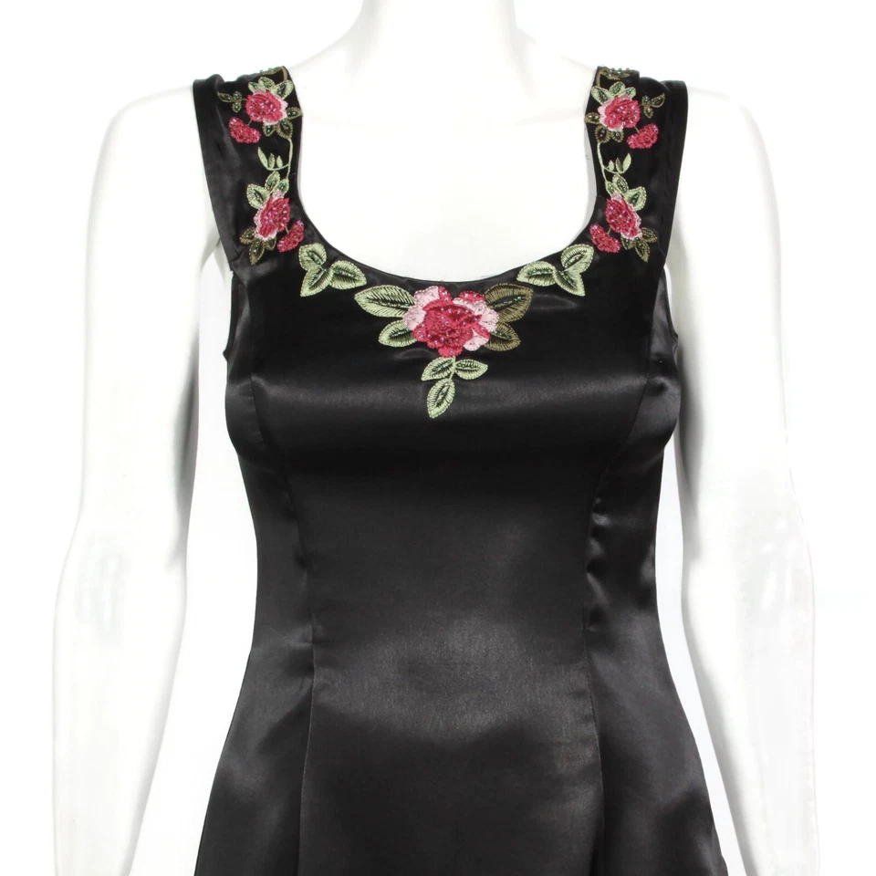 Betsey Johnson Evening Black Dress Romantic Embroidery Beaded size 4 - 205 - Image 3 of 4