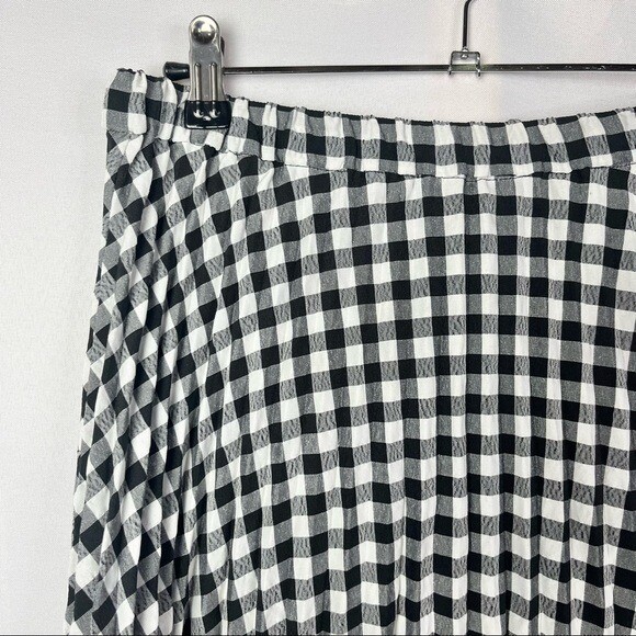 Rachel Zoe Black & White Gingham Plaid Pleated Midi Skirt 6 eBay