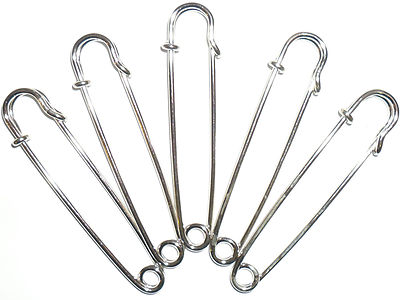 TOP QUALITY LARGE KILT PINS, BROOCH PIN SILVER, 3''/75mm, CHOOSE QUANTITY