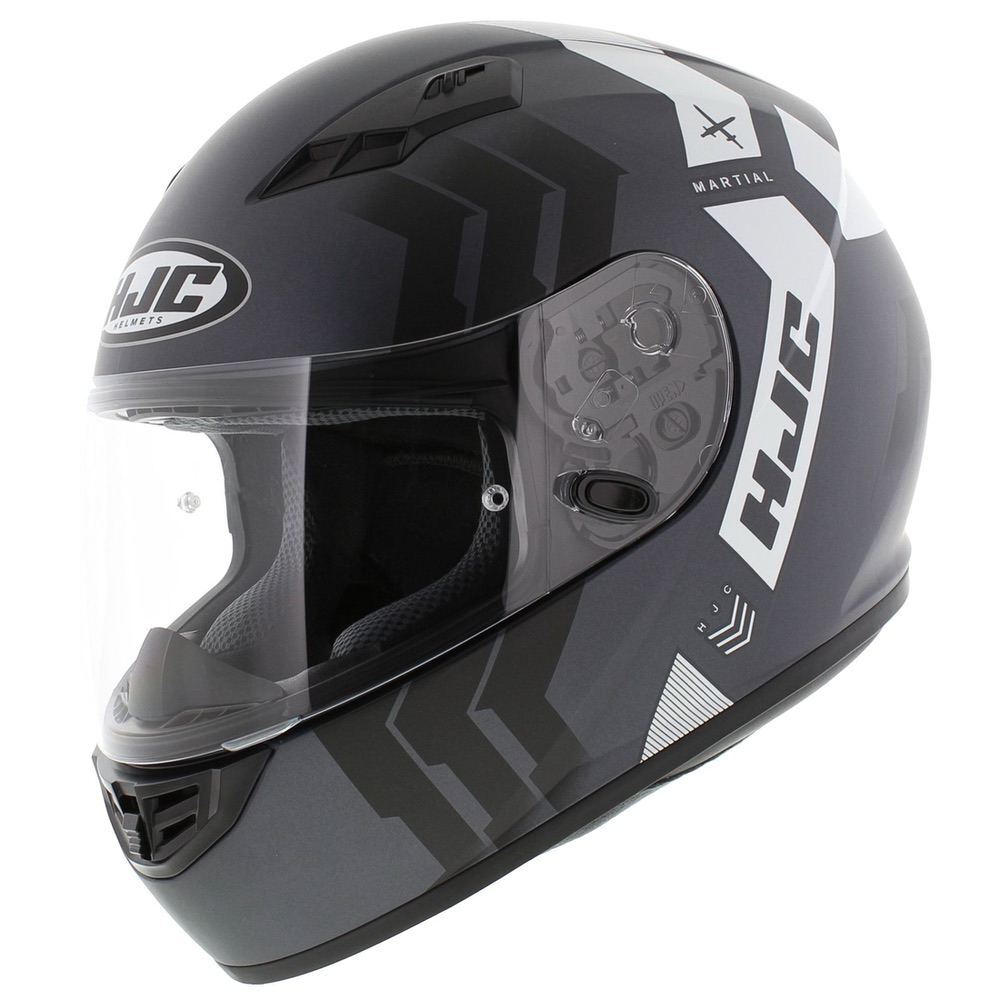 Casco moto HJC CS15 Martial grigio opaco bianco nero