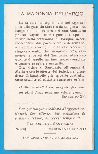 Vera Effigie di Santa Maria dell'Arco Calendarietto Anno 1929 MA013 - Foto 3 di 3