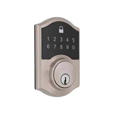 NEW Defiant Castle Satin Nickel Compact Touch Electronic Single Cylinder Deadbol