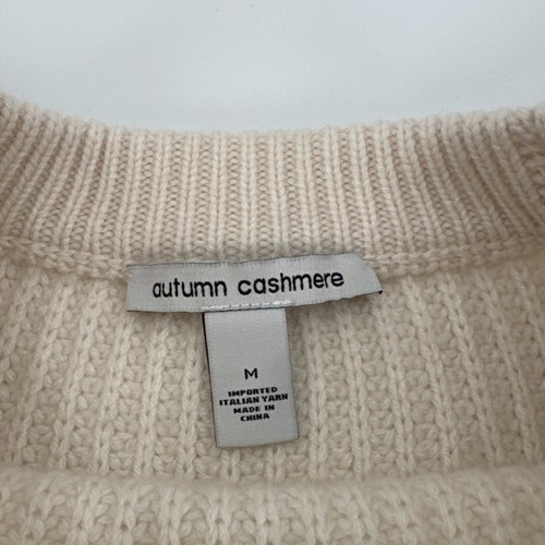 Rare Autumn Cashmere Cream Hand Knit Skull Sweater Women’s Size Medium L@@K - Picture 3 of 14