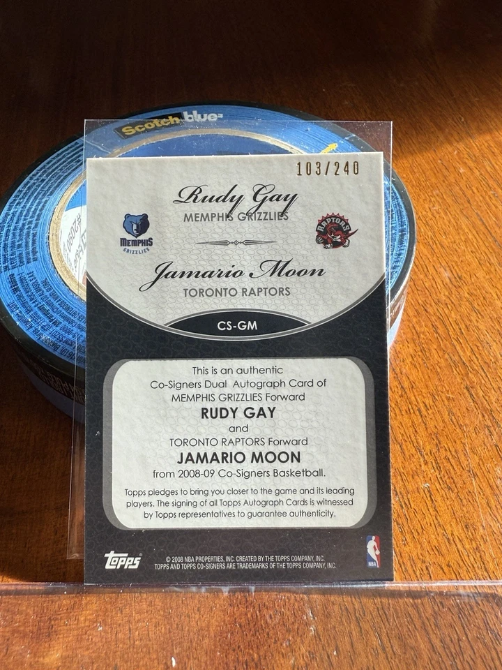 Rudy gay Jamario moon 2008-09 topps co-signers auto Dual Autographs /240 - Image 2 of 3