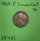 1909-P Lincoln Wheat Cent 1c Very Fine Penny VF See Pictures