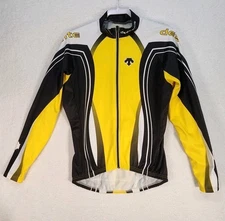 Descente Windbreaker Jacket Full Zip Cycling Shell Mesh Lined Yellow Black L