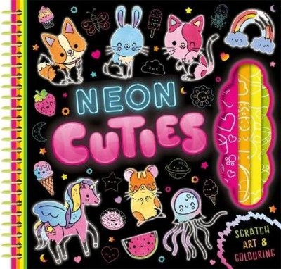 Neon Cuties (Board Book) Scratch Art Book for Kids (UK IMPORT)