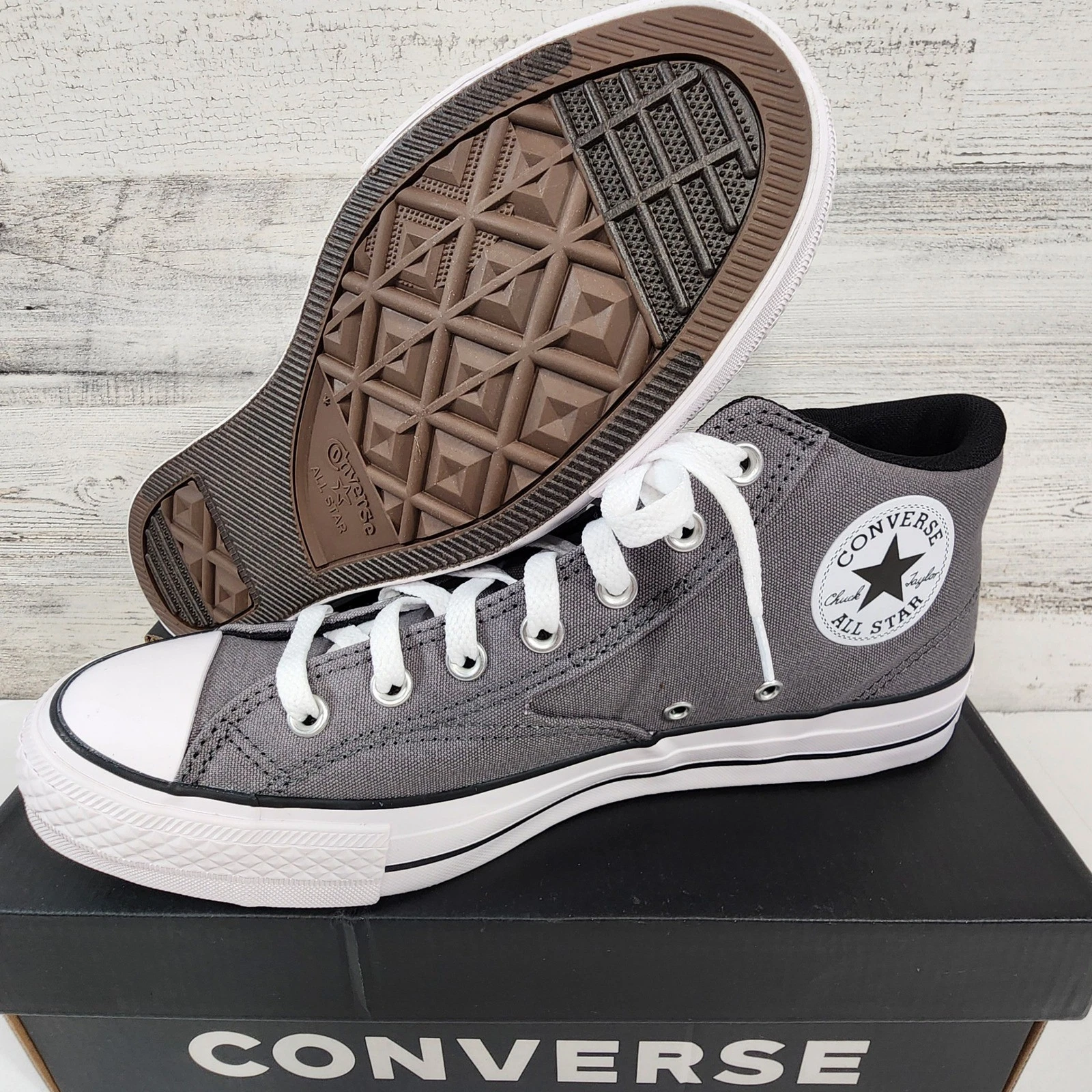 Converse Malden Street Mid Mens Size 10 Dark Grey Canvas Sneaker NWB A16002F