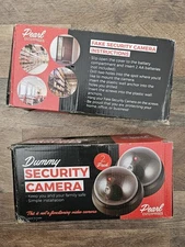 Pearl Dummy Security Cameras 4-Pack,Motion Flashing RED LED, Outdoor/Indoor Use.