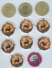 Lot Of Eleven (11) Connecticut Mohegan Sun Casino chips and tokens!!