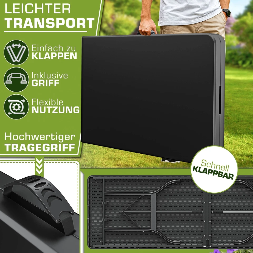 tillvex® Gartentisch 220 cm Buffettisch klappbar Klapptisch Campingtisch Garten - Bild 3 von 4