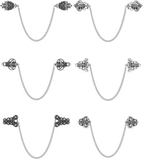6 Pcs Vintage Sweater Chain Clips Retro Cardigan Dresses Flowers Leaves Shawl Cl