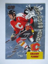 96-97 Theo Fleury Fleer Insert  Art Ross Trophy Winner Card #3 Calgary Flames