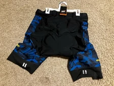 NEW NICE! Souke Sports Men's Size XXL Padded Cycling Shorts Black & Blue - 2XL