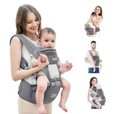 Baby Carrier with Hip Seat, 6 in 1 Baby Carrier Newborn to Toddler, Adjustabl...