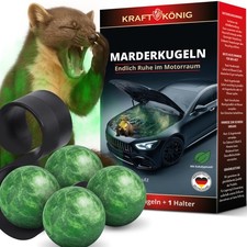 KRAFTKÖNIG 4x Marderkugeln + Halterung Hochwirksame Duftkugeln für Auto