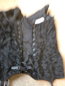 Vintage Ann Summers Retro Black 36D ribbon Lace Bustier Corset Basque Top