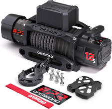 13500 Lb Recovery Winch with Synthetic Rope and 2 Wireless Remotes - IP68 Waterp