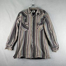 Ely Cattleman Shirt Mens Medium Multicolor Stripe Western Lined Snap Long Sleeve
