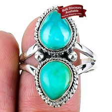 Tibetan Turquoise Gemstone Mother Christmas Statement Boho Ring 925 Solid Silver