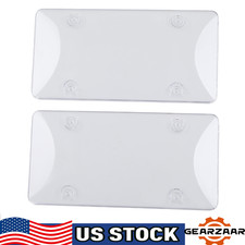 2 Clear License Plate Tag Frame Covers Bubble Shields Protector For Car Truck