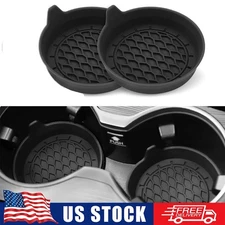 2 Pack Silicone Car Cup Holder Coasters – Universal Non-Slip Cup Inserts Black