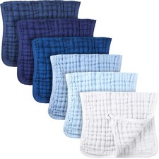 Irenare 6 Pack Muslin Burp Cloths Cotton 6 Count Pack of 1 , Blue Series