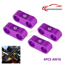 4pcs Purple AN10 Hose Separator Clamp Bracket Adapter 10AN for Oil Fuel Line